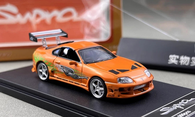 AL FS 1:64 Orange Supra A80 Convertible Sports Model Diecast Collect Car