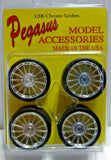 1:24/25 Scale Chrome Spiders w/Tires (4) Chrome - Pegasus Models #1206(E)