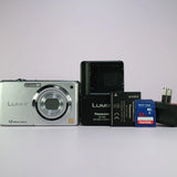 Panasonic Lumix DMC-FS10 12.1MP Digital Camera Silver Tested Full Working Set