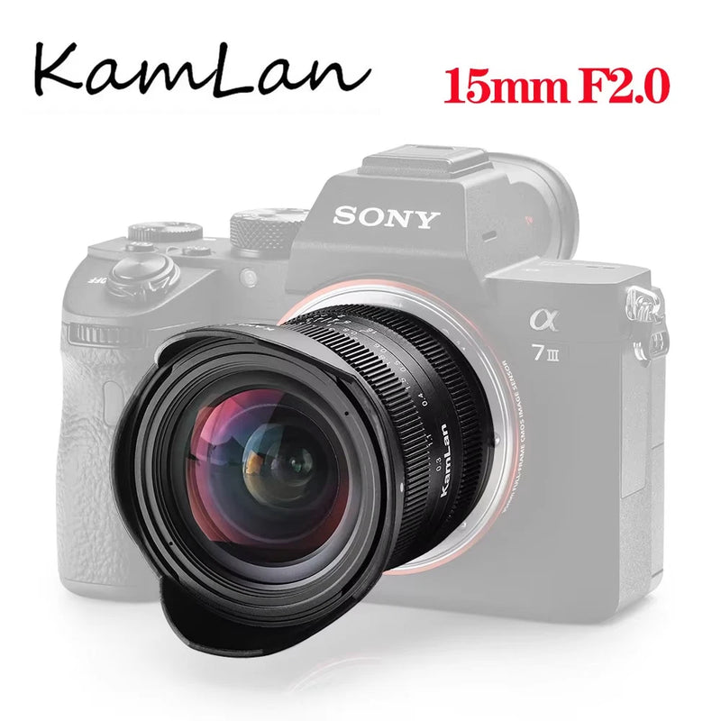 KamLan 15mm F2 Wide Angle Manual Lens for Sony E Fuji X Canon EOS-M M4/3-mount