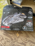 Air Hogs Star Wars Millennium Falcon RC flying drone box, side view render and controller