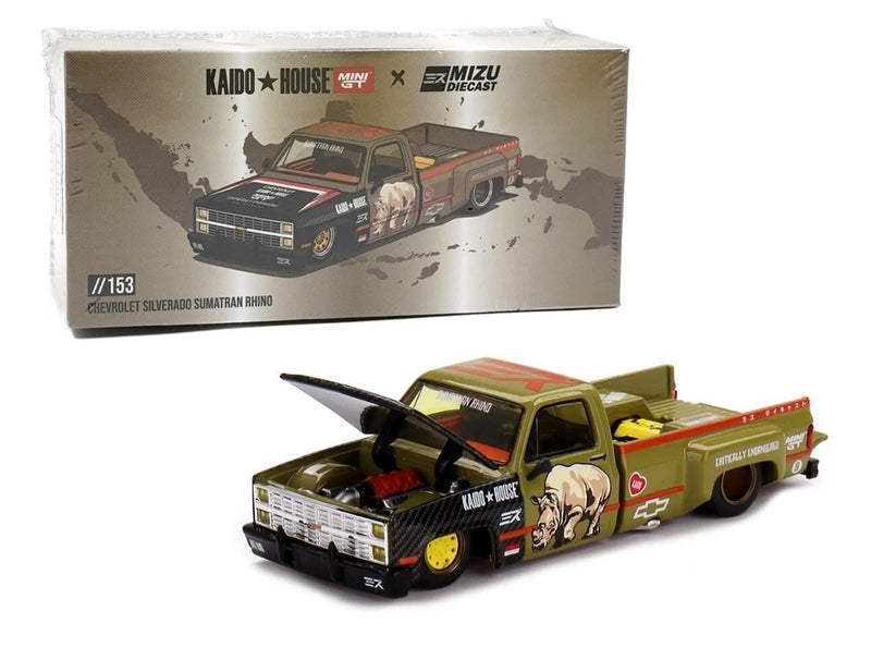 1:64 die-cast Chevrolet Silverado pickup truck with Sumatran Rhino graphics