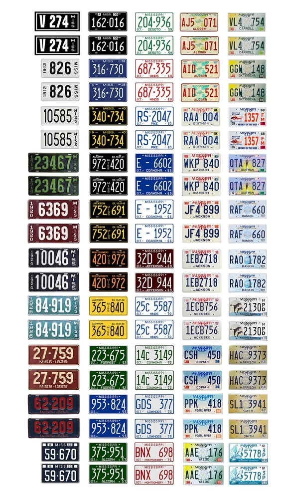 1/25 scale model car assorted USA Mississippi license plates state tags 1:25