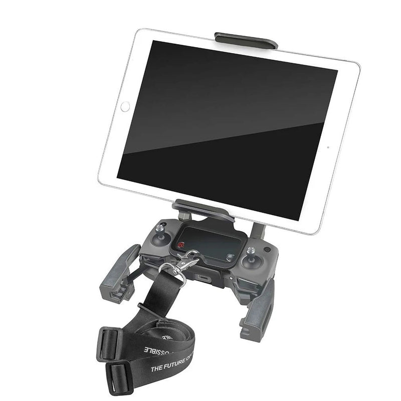 Tablet phone front holder mount with neck lanyard and tablet screen view