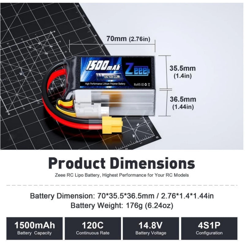 Powerful 4S Lipo Battery 1500mAh 120C with XT60 Plug Battery