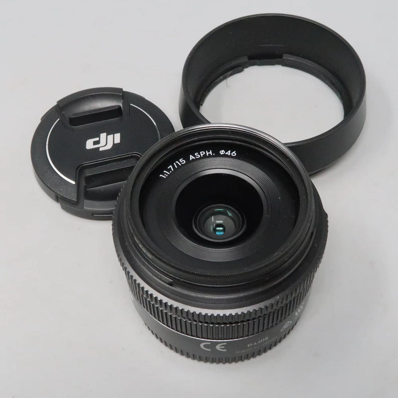 Camera lens with dust cover and lens cap, black 15mm f1.7 ASPH