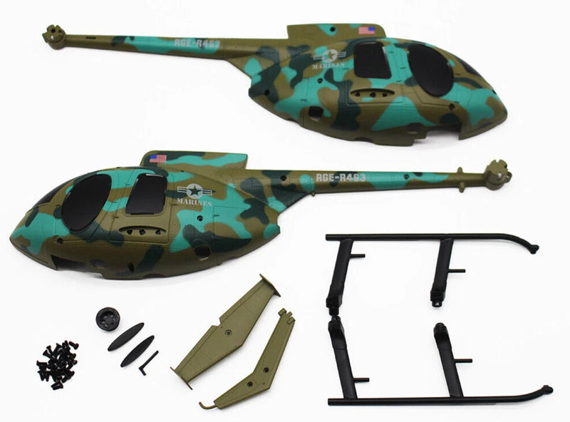 Hero Copter RC Helicopter HUGHES 500 CANOPY BODY SHELL -MARINES- #RGR6121