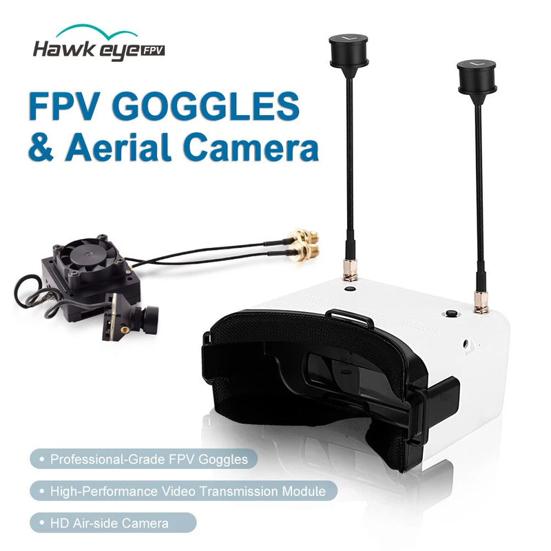 Hawkeye 5.8G FPV Goggles 5CH 10KM Transmission w/Camera set for FPV Racing Drone