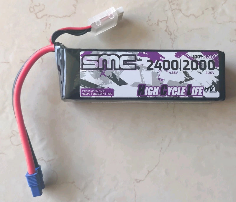 SMC HCL-HV 15.2V 4S 2400mAh 75C LIHV LIPO Battery EC3 Connector RC Plane Car Battery