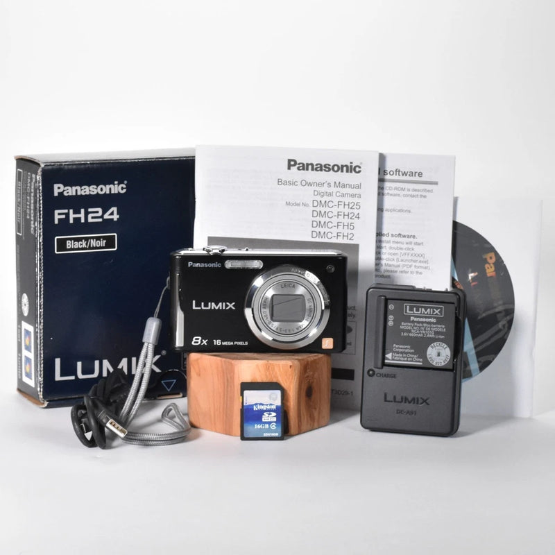 Panasonic DMC-FH24K Digital Camera 16.1MP 8x Optical Zoom HD Video 16GB SD Card