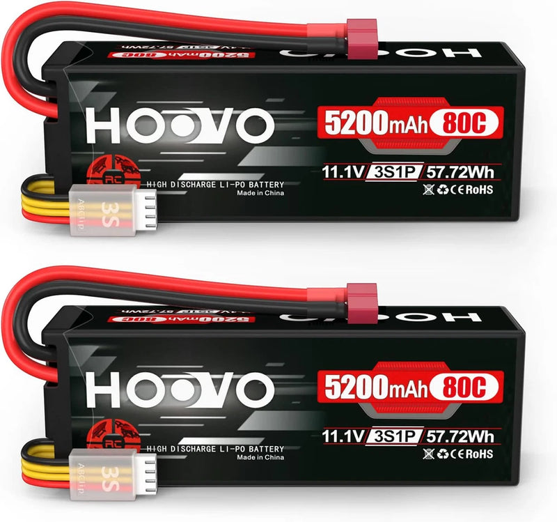 HOOVO 3S Lipo Battery 5200mAh 11.1V 80C Hardcase RC Battery with Deans T Plug fo Battery