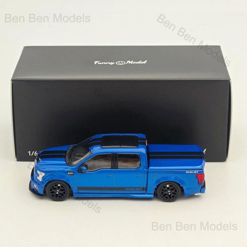 Funny Model 1/64 SHELBY F-150 Shelby Super Snake Pickup Blue Diecast Model