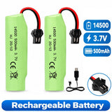 RC Car Rechargeable Lipo Battery 2PCS 14500 3.7V 500mAh with USB Charger Battery