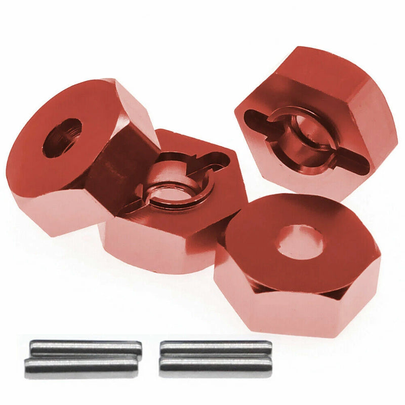 4pcs Alloy Wheel Hub Hex Adaptor 12mm/5mm 1266 Red For RC Car 1-14 Wltoys 144001 Converter