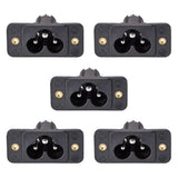 5 x Panel Mount Plug Adapter AC 250V 2.5A/5A C6 3 Pins Inlet Module Straight