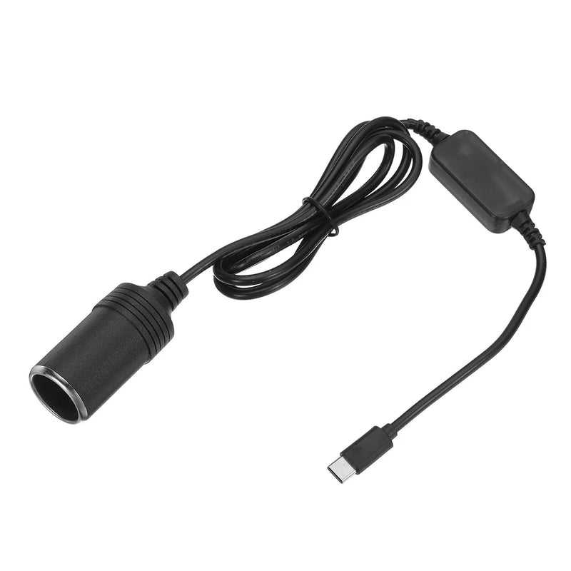 USB C to Cigarette Lighter Adapter, 130cm Type C Male to 12V, Silver