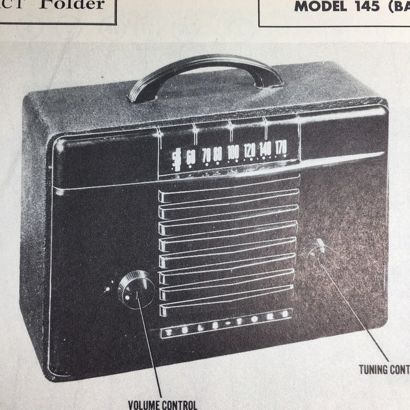 1947 Tele-Tone Radio Model 145 Battery Service Wire Schematic Repair Manual Battery