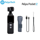 Feiyutech Feiyu Pocket 2 gimbal action camera with screen, grip, and USB cables