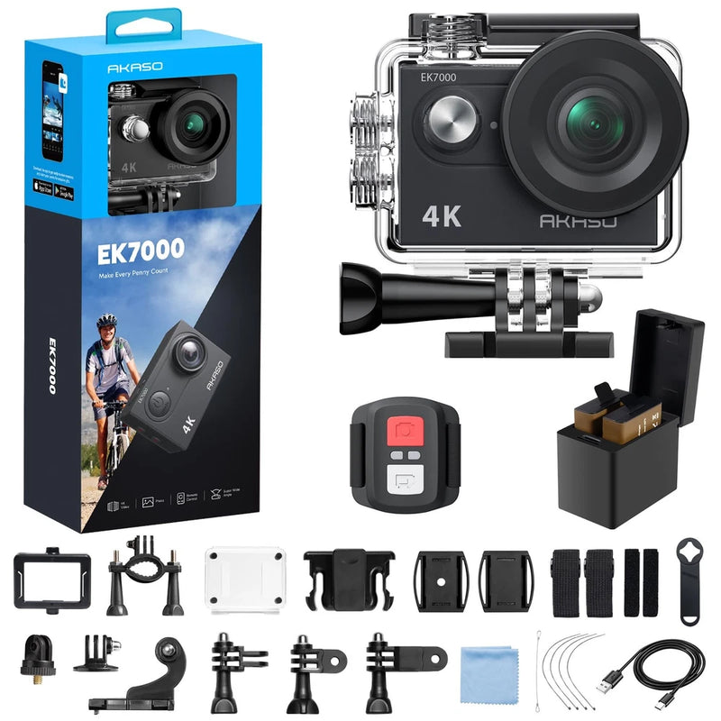 4K Ultra HD Action Camera with EIS 131ft Waterproof Wireless Remote Control