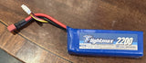 Blue 2200mAh 3S LiPo battery pack with balance connector and red/black leads