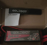 GOLDBAT 3S LiPo battery pack, 5000mAh 11.1V, printed specs on black pack