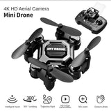 Black mini foldable quadcopter drone with 4K camera and controller
