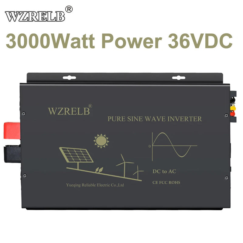 3000W Pure Sine Wave Inverter Power Converter 36V Solar Motor Home Truck Van Car