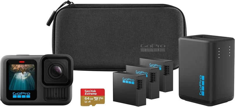 GoPro HERO13 Black Extended Power Bundle With 3 Spare Batteries, 64GB SD Card