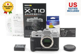 [Near MINT] FUJIFILM X-T10 Silver Body  Hand Grip Charger Battery FROM JAPAN