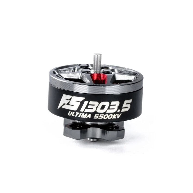 Brushless RC drone motor with red top cap and silver body