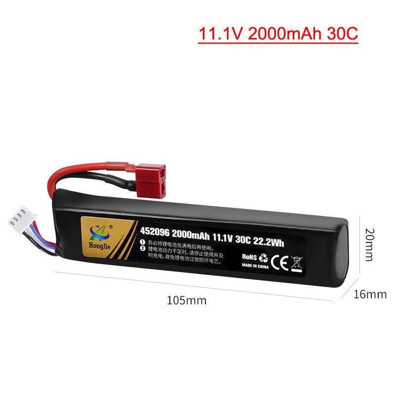1Pcs 11.1V 2000mAh 30C rechargeable LiPo Battery for Electronic water bullet gun