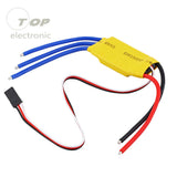 Yellow ESC motor controller with blue signal and red/black power wires, 3-pin connector