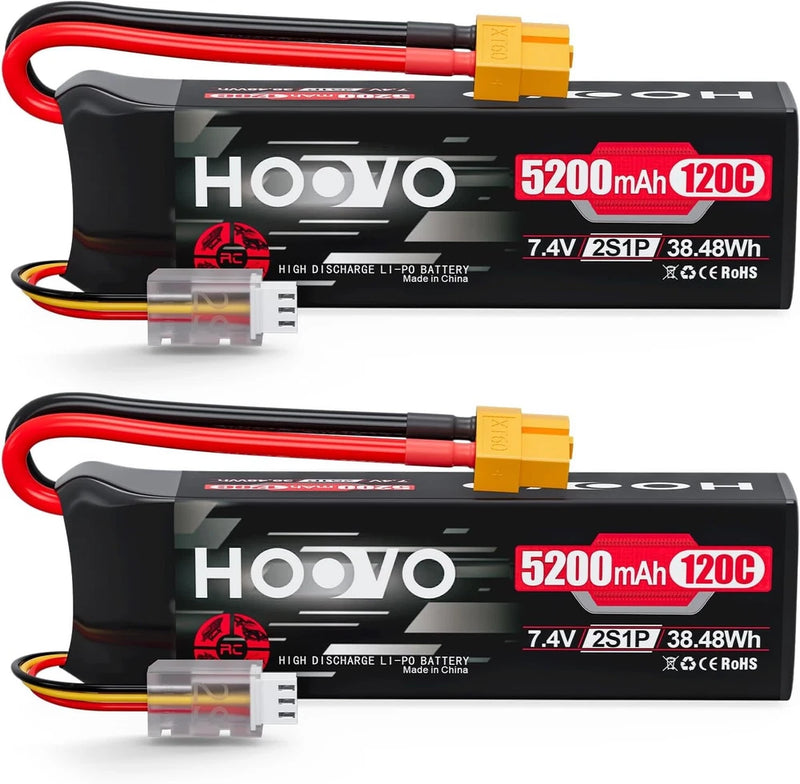 2S Lipo Battery 7.4V 5200mAh 120C RC Battery Pack Softcase with XT60 Plug