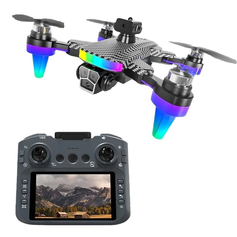 Foldable camera drone with controller LCD screen, four rotors