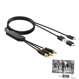 6Ft USB C to RCA Wired Screen Mirroring for Car with USB-A to USB-C Adapter