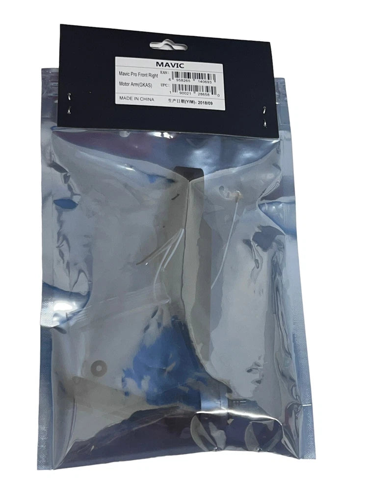 Mavic drone front right arm with CCW motor, factory-sealed in clear plastic packaging