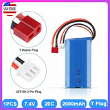 7.4V 2000mAh 20C Lipo Battery USB Charger T Plug for RC Car Off Road Truck Boat