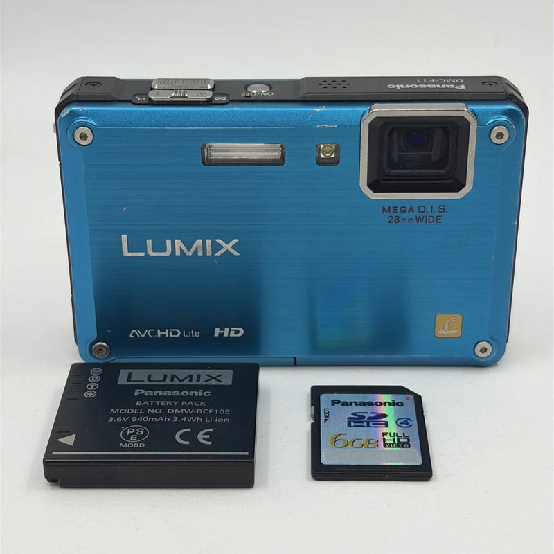 Panasonic Underwater Digital Camera Lumix DMC-FT1 12.1MP Blue With Battery