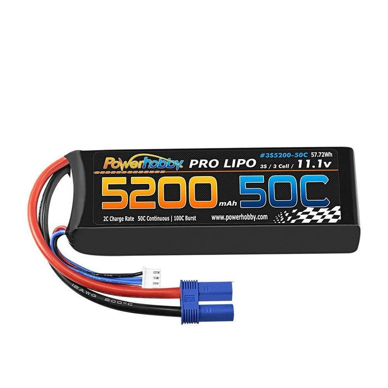3S 11.1V 5200mAh 50C EC5 Plug Lipo Battery Pack Powerhobby PHB3S520050CEC5 Battery