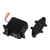 Black RC steering servo motor with plastic gear housing and mounting bracket