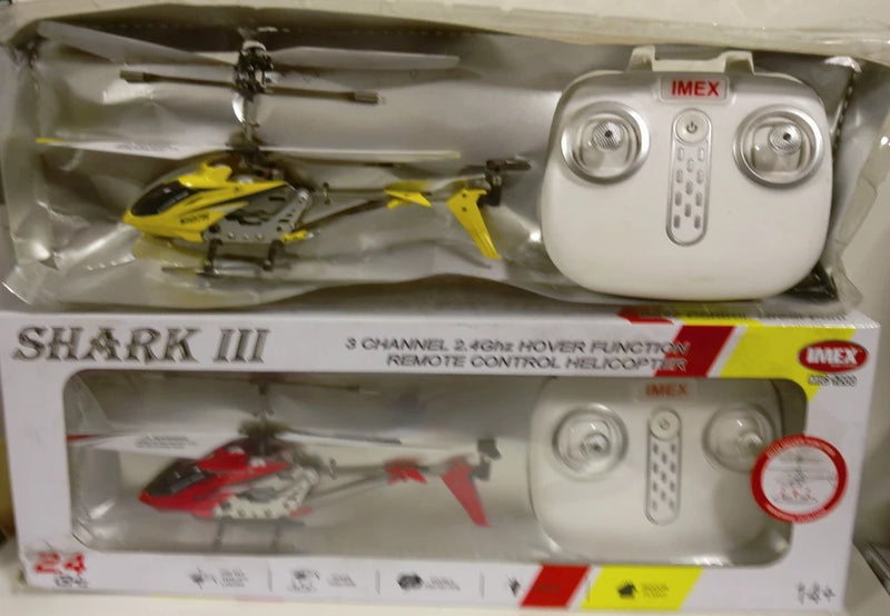2 Imex 1200 RC Shark III Helicopters in damaged packaging look ok selling as-is
