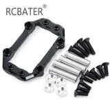 CNC steering servo mount set with black bracket, silver spacers, and black screws