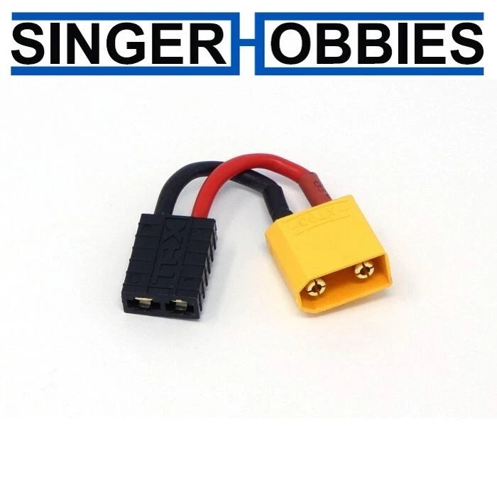 Wired adapter cable with black female plug to yellow XT90 male connector