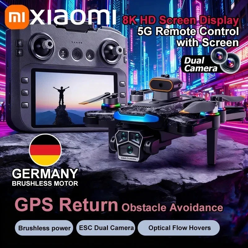 GPS drone with dual camera and brushless controller, large display screen