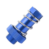 Aluminum RC car servo saver tube, blue anodized, threaded ends and spacer rings