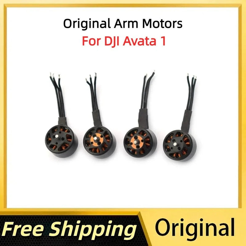 Set of four black drone arm motors with leads and prop-mounts for repair