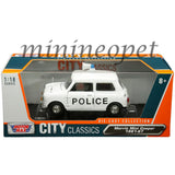 MOTORMAX 79742 1961-67 MORRIS MINI COOPER POLICE CAR 1/18 DIECAST MODEL WHITE