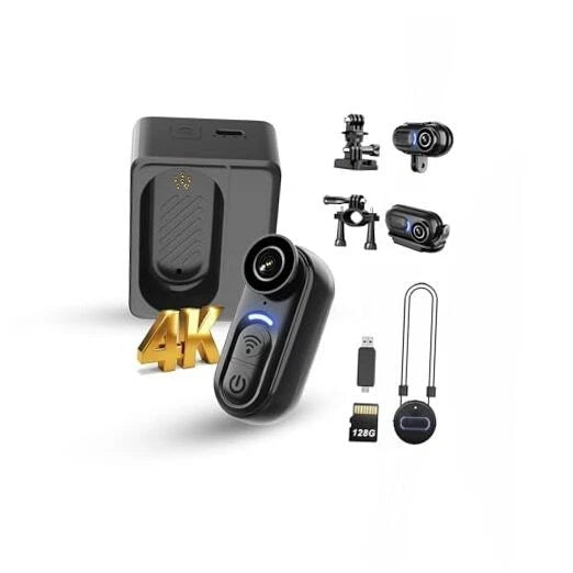 4K Mini Wearable Body Camera - 128GB Magnetic Thumb-Size Action Cam, 6-Axis