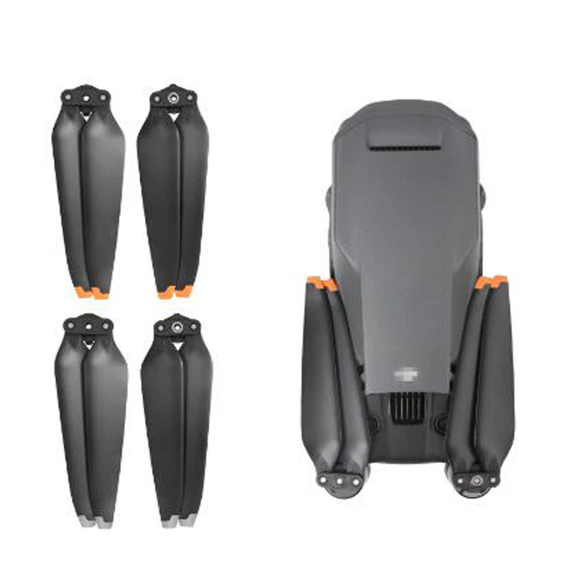 Drone propeller blades set, dark gray with orange tips and mounting hubs