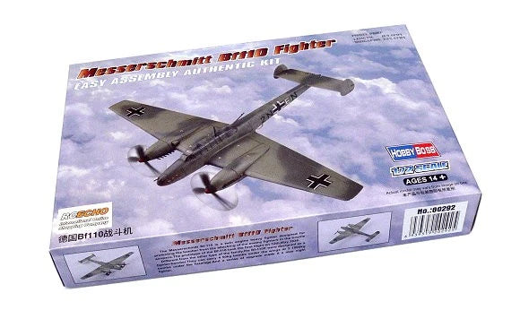 HOBBYBOSS 1/72 Messerschmitt Bf110 fighter model kit box with aircraft art